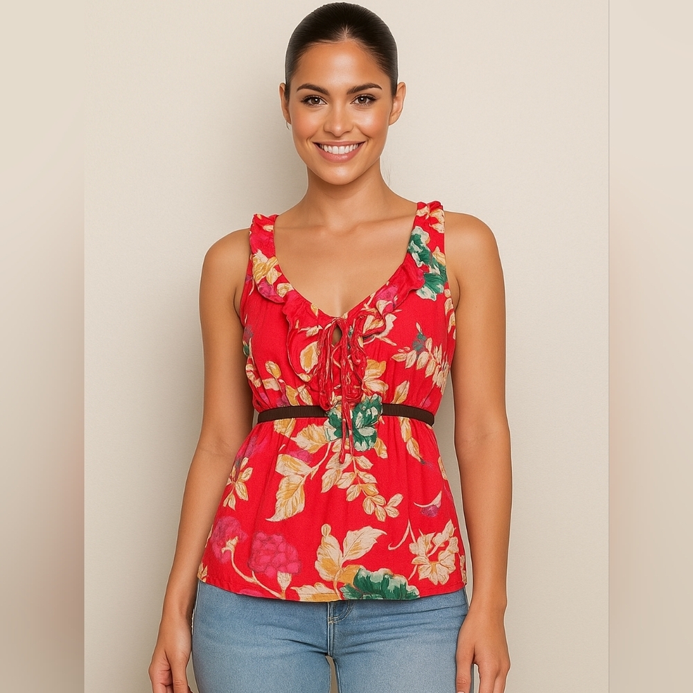 Anthropologie Edme & Esyllte Floral Cotton Blouse Size small